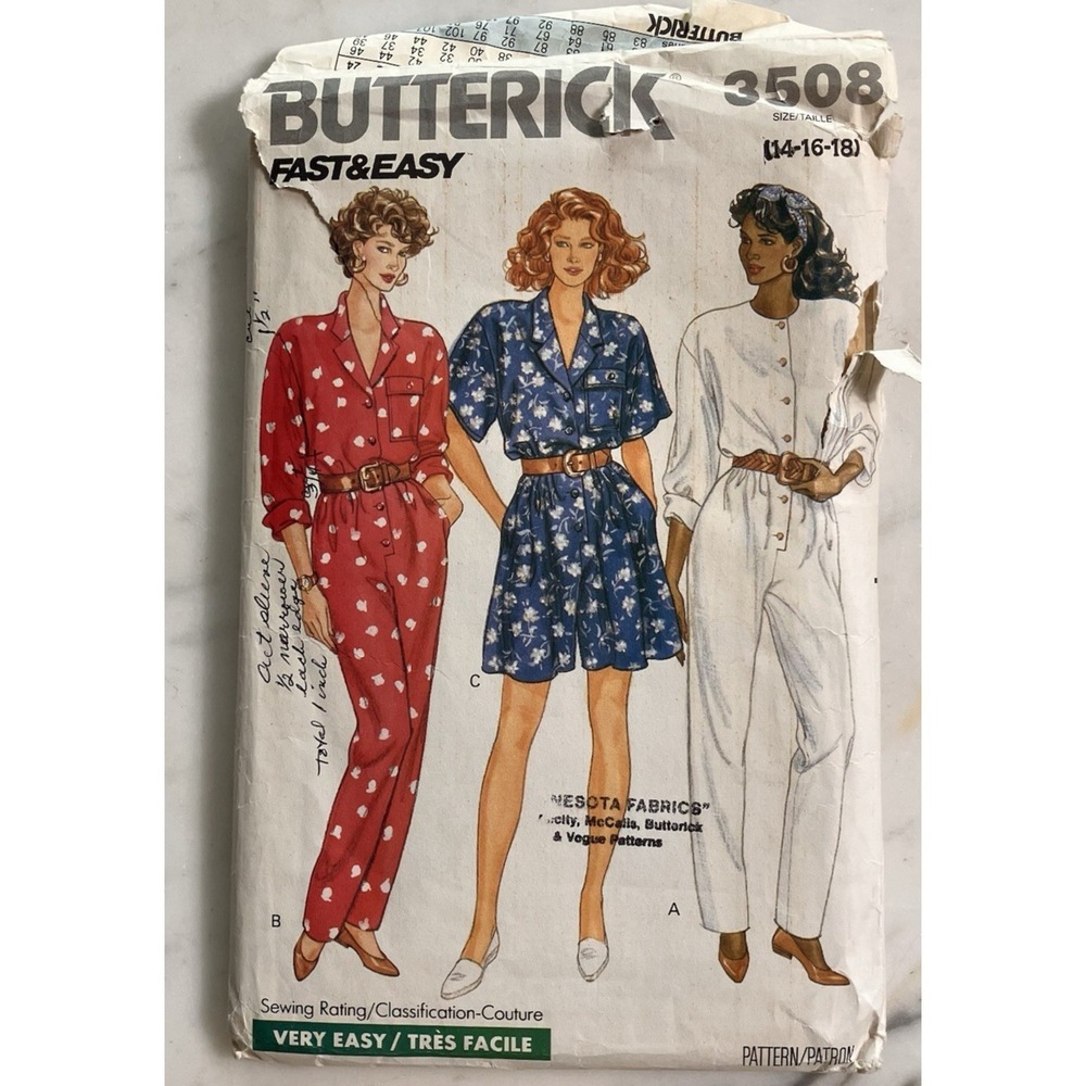 Vintage Butterick Pattern 3508 Original Women's Jumpsuit Dress‎ Sportswear 14-18